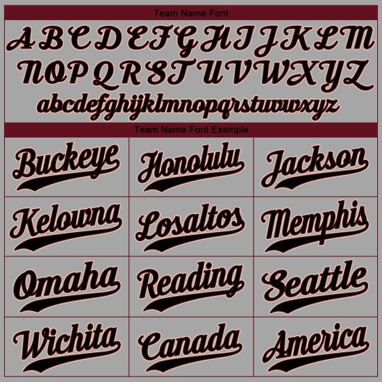 Maillot de baseball authentique gris noir et cramoisi personnalisé