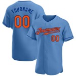 Maglia da baseball autentica personalizzata blu arancione-royal light Maglia da baseball autentica personalizzata blu arancione-royal light