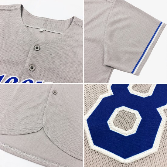 Maglia da baseball autentica personalizzata, grigia, rossa e blu navy