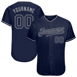 Maillot de baseball personnalisé authentique bleu marine bleu marine-gris