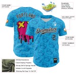 Maglia da baseball Revzzz Sky Bear personalizzata, nera e bianca, 3D Blue Drip, autentica Maglia da baseball Revzzz Sky Bear personalizzata, nera e bianca, 3D Blue Drip, autentica