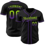 Maglia da baseball personalizzata, autentica, in tinta unita verde-viola sfumata nera, stile neon