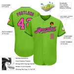 Maillot de baseball authentique rose-vert marine fluo personnalisé