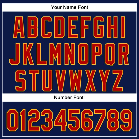 Maglia da baseball vintage autentica e personalizzata, con tatuaggi 3D rosso-oro blu navy