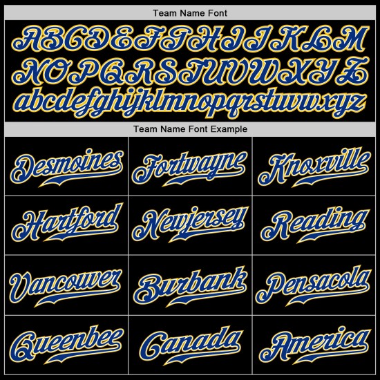 Maillot de baseball personnalisé noir authentique Royal-Gold