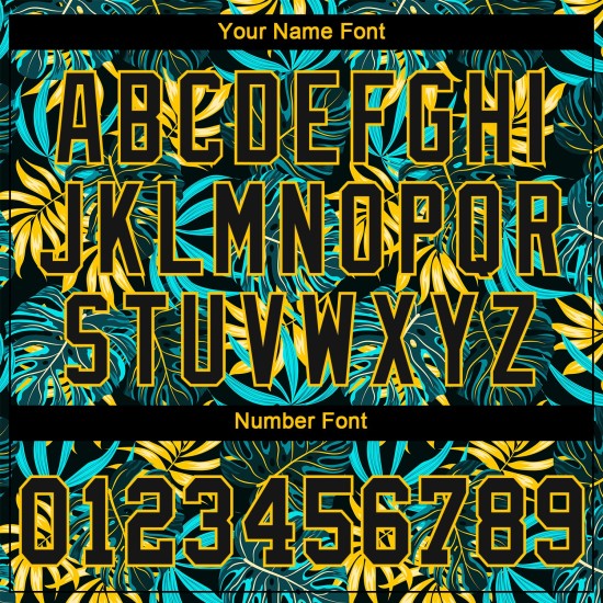 Maillot de baseball personnalisé motif feuilles de palmier noir tropical noir-or 3D authentique Maillot de baseball personnalisé motif feuilles de palmier noir tropical noir-or 3D authentique