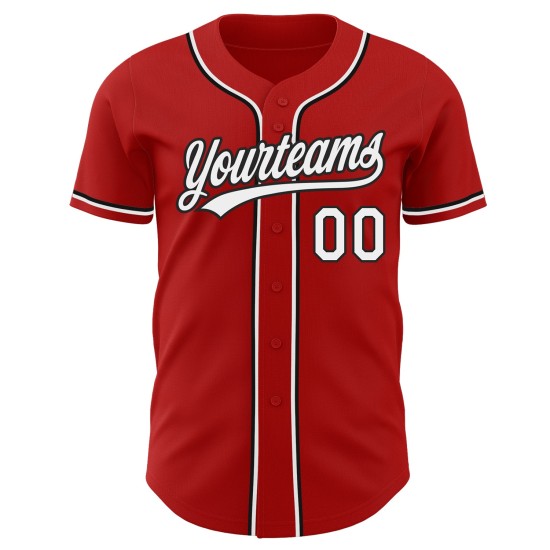 Maillot de baseball personnalisé rouge, blanc et noir, authentique