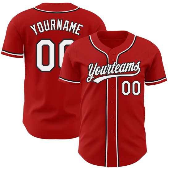 Maillot de baseball personnalisé rouge, blanc et noir, authentique