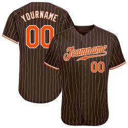 Maglia da baseball personalizzata autentica con strisce marroni arancioni e bianche