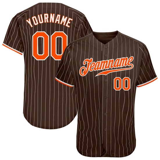 Maglia da baseball personalizzata autentica con strisce marroni arancioni e bianche