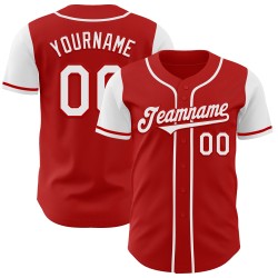 Maglia da baseball personalizzata autentica rossa due toni bianchi