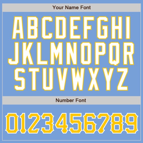 Maillot de baseball personnalisé à rayures bleu clair doré et blanc authentique