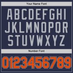 Maglia da baseball retrò autentica personalizzata arancione-grigia blu navy Maglia da baseball retrò autentica personalizzata arancione-grigia blu navy