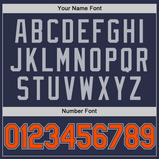 Maglia da baseball retrò autentica personalizzata arancione-grigia blu navy Maglia da baseball retrò autentica personalizzata arancione-grigia blu navy