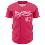 Maglia da baseball personalizzata per San Valentino, con cuore autentico rosa e bianco, 3D Maglia da baseball personalizzata per San Valentino, con cuore autentico rosa e bianco, 3D