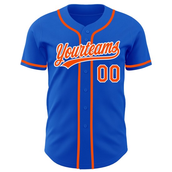 Maillot de baseball authentique Blue Thunder orange-blanc personnalisé