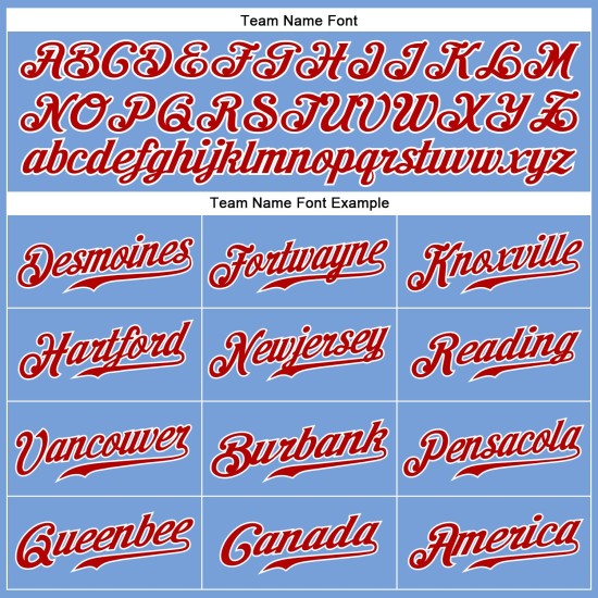 Maglia da baseball azzurra autentica personalizzata a righe bianche e rosse