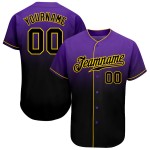 Maillot de baseball tendance violet délavé, personnalisé, noir et or, authentique Maillot de baseball tendance violet délavé, personnalisé, noir et or, authentique