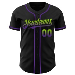 Maglia da baseball personalizzata, autentica, in tinta unita verde-viola sfumata nera, stile neon