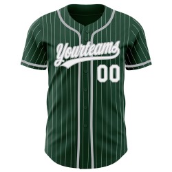 Maillot de baseball blanc authentique à rayures vertes et grises